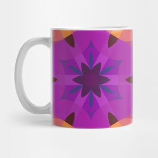 Retro Mandala Flower Pink Yellow and Blue Mug